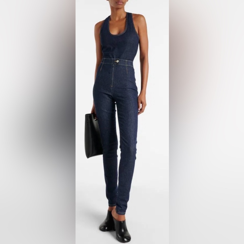 Alaia Paris High Waisted Skinny Leg Jean Pants Dark Blue Stretchy Cotton Size 4